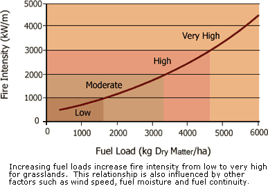 FIGURE 2.14 Relationship between fuel load and intensity of fire