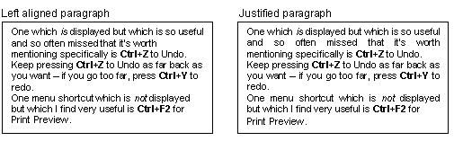 left aligned and justified paragraphs